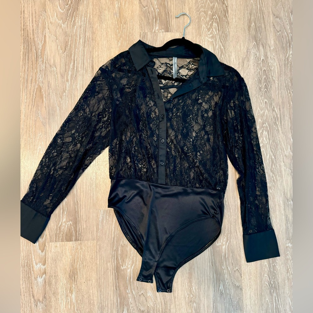Anthropologie black lace bodysuit